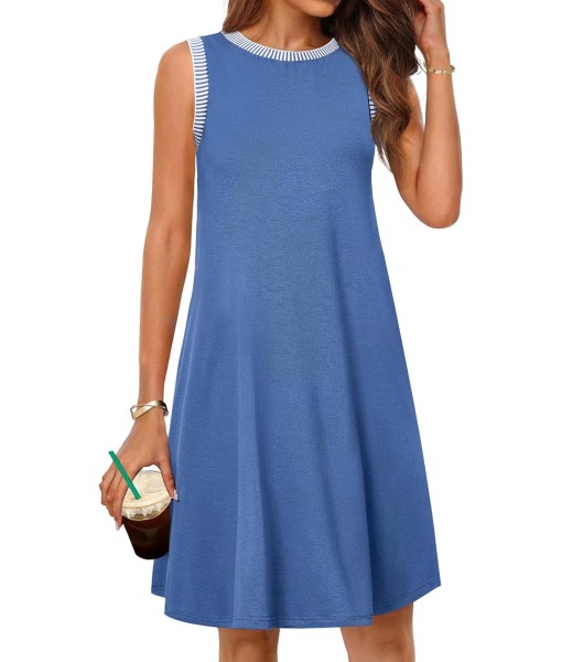 MEROKEETY Women's 2025 Summer Casual Sundress Beach Vacation Sleeveless Tank Crewneck Coverup Mini Dresses