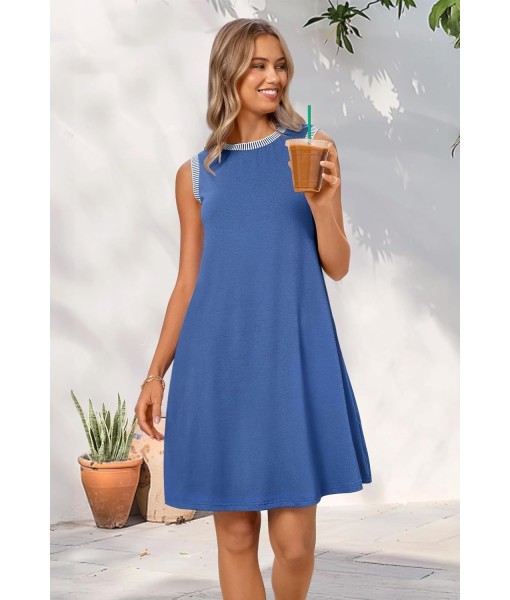 MEROKEETY Women's 2025 Summer Casual Sundress Beach Vacation Sleeveless Tank Crewneck Coverup Mini Dresses