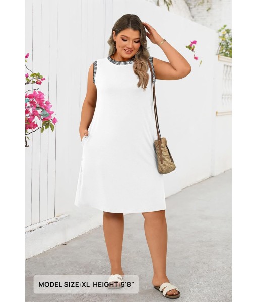 MEROKEETY Women's 2025 Summer Casual Sundress Beach Vacation Sleeveless Tank Crewneck Coverup Mini Dresses