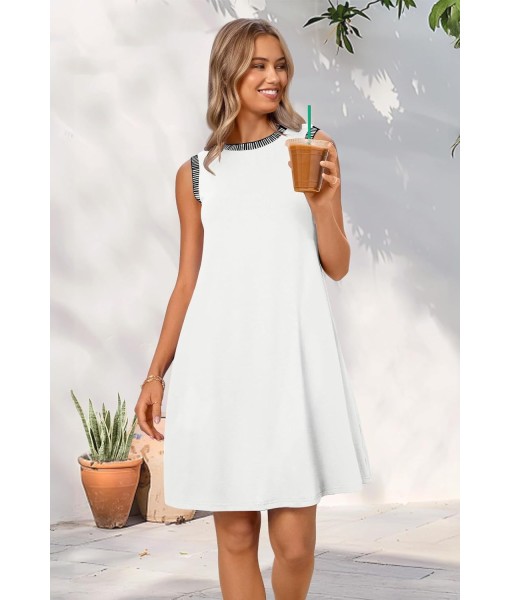 MEROKEETY Women's 2025 Summer Casual Sundress Beach Vacation Sleeveless Tank Crewneck Coverup Mini Dresses