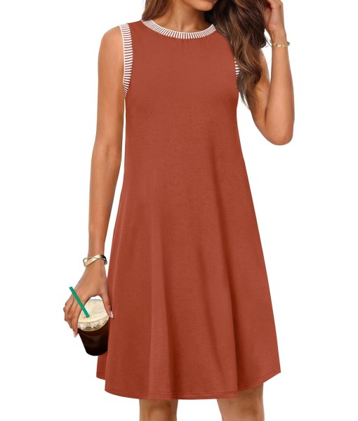 MEROKEETY Women's 2025 Summer Casual Sundress Beach Vacation Sleeveless Tank Crewneck Coverup Mini Dresses