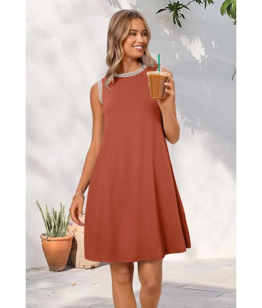 MEROKEETY Women's 2025 Summer Casual Sundress Beach Vacation Sleeveless Tank Crewneck Coverup Mini Dresses