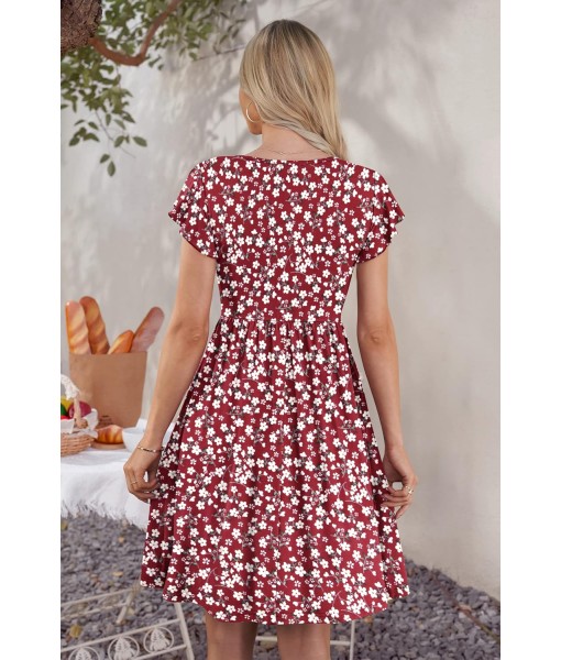 WNEEDU Women Summer Dresses Sleeveless Casual Loose Swing Button Down Midi Dress with Pockets