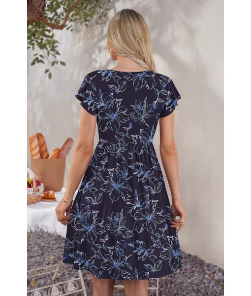 WNEEDU Women Summer Dresses Sleeveless Casual Loose Swing Button Down Midi Dress with Pockets
