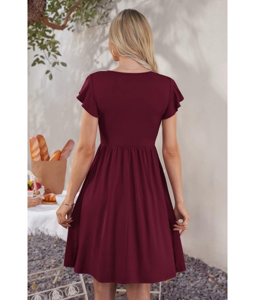 WNEEDU Women Summer Dresses Sleeveless Casual Loose Swing Button Down Midi Dress with Pockets