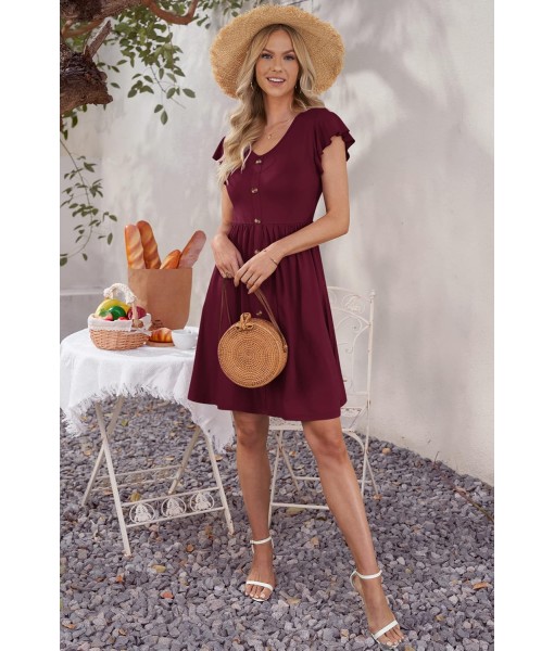 WNEEDU Women Summer Dresses Sleeveless Casual Loose Swing Button Down Midi Dress with Pockets