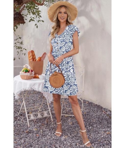 WNEEDU Women Summer Dresses Sleeveless Casual Loose Swing Button Down Midi Dress with Pockets