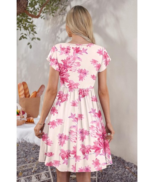 WNEEDU Women Summer Dresses Sleeveless Casual Loose Swing Button Down Midi Dress with Pockets