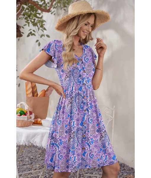 WNEEDU Women Summer Dresses Sleeveless Casual Loose Swing Button Down Midi Dress with Pockets