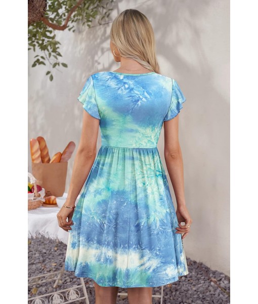 WNEEDU Women Summer Dresses Sleeveless Casual Loose Swing Button Down Midi Dress with Pockets