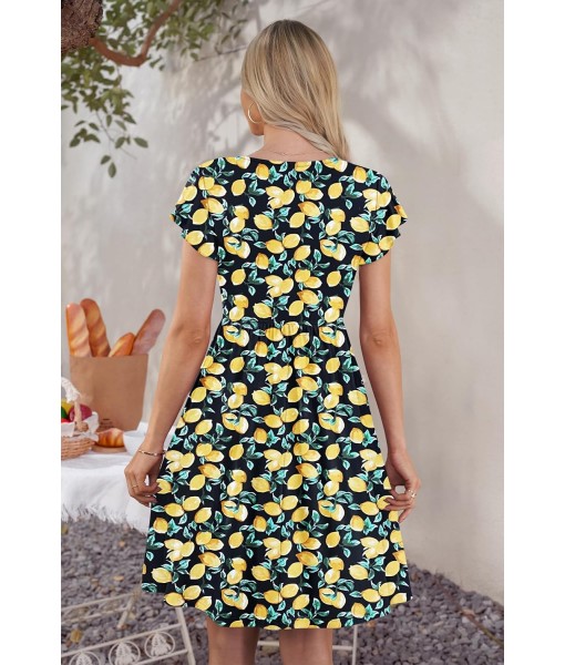 WNEEDU Women Summer Dresses Sleeveless Casual Loose Swing Button Down Midi Dress with Pockets
