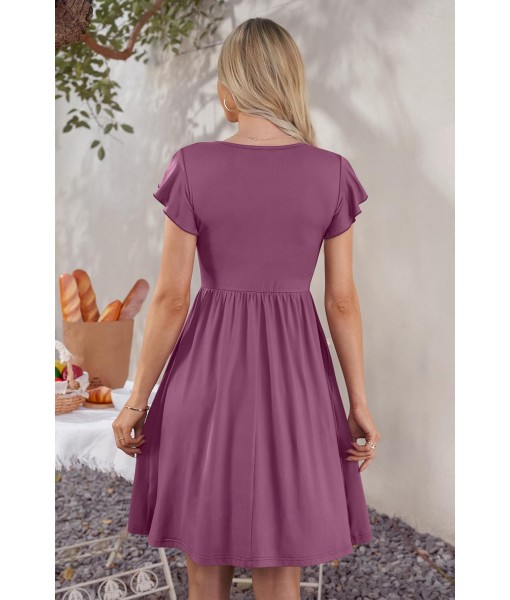 WNEEDU Women Summer Dresses Sleeveless Casual Loose Swing Button Down Midi Dress with Pockets