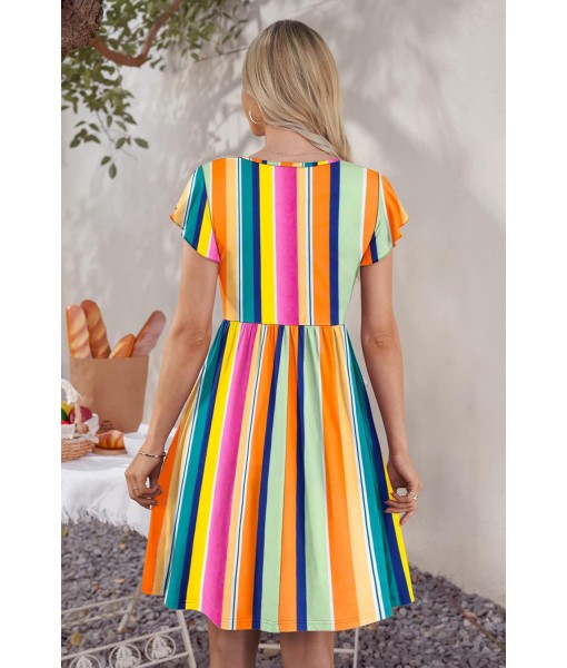 WNEEDU Women Summer Dresses Sleeveless Casual Loose Swing Button Down Midi Dress with Pockets