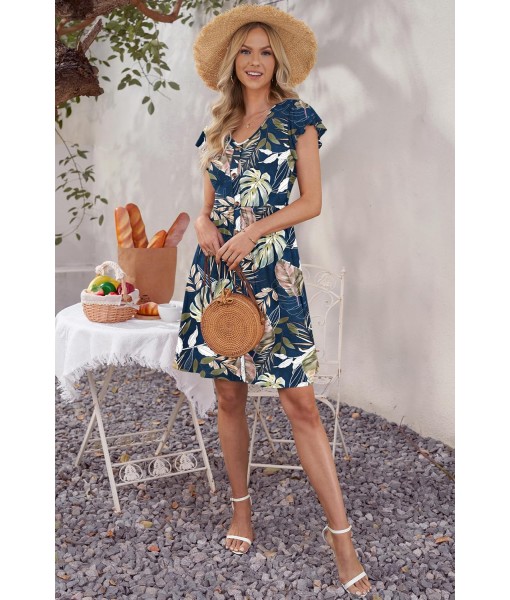 WNEEDU Women Summer Dresses Sleeveless Casual Loose Swing Button Down Midi Dress with Pockets