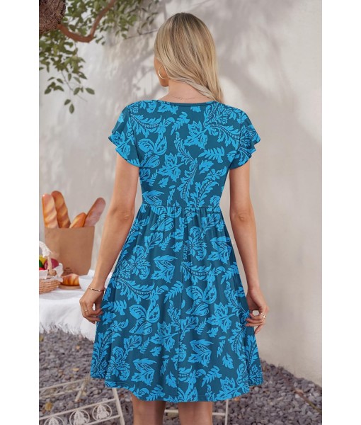 WNEEDU Women Summer Dresses Sleeveless Casual Loose Swing Button Down Midi Dress with Pockets