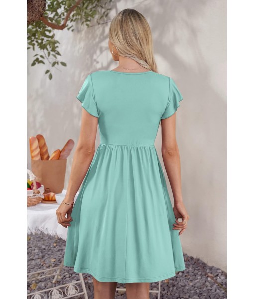 WNEEDU Women Summer Dresses Sleeveless Casual Loose Swing Button Down Midi Dress with Pockets
