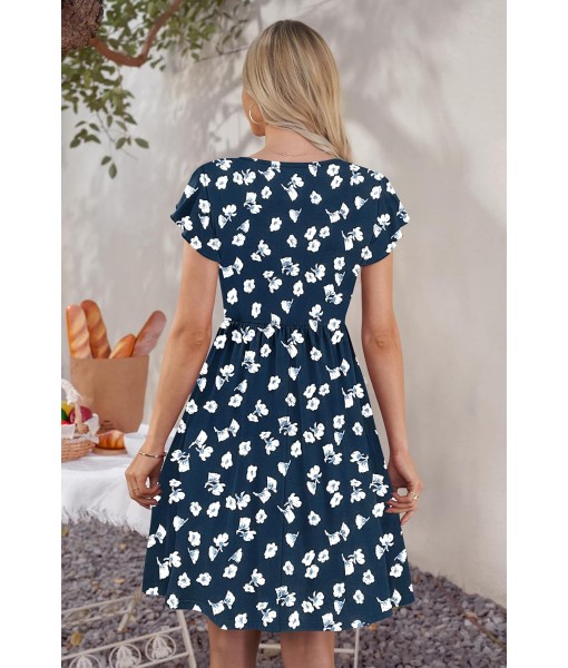 WNEEDU Women Summer Dresses Sleeveless Casual Loose Swing Button Down Midi Dress with Pockets