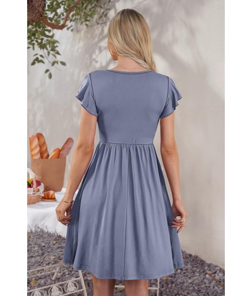 WNEEDU Women Summer Dresses Sleeveless Casual Loose Swing Button Down Midi Dress with Pockets