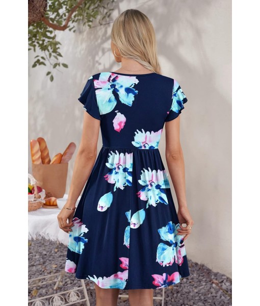 WNEEDU Women Summer Dresses Sleeveless Casual Loose Swing Button Down Midi Dress with Pockets