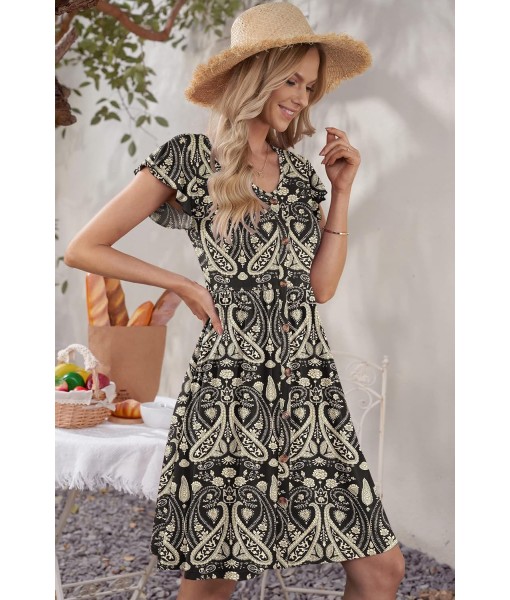 WNEEDU Women Summer Dresses Sleeveless Casual Loose Swing Button Down Midi Dress with Pockets