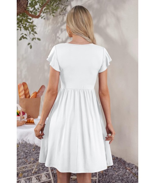 WNEEDU Women Summer Dresses Sleeveless Casual Loose Swing Button Down Midi Dress with Pockets