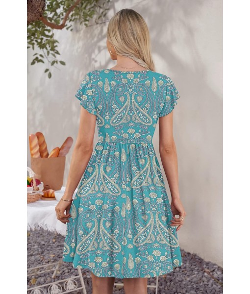 WNEEDU Women Summer Dresses Sleeveless Casual Loose Swing Button Down Midi Dress with Pockets