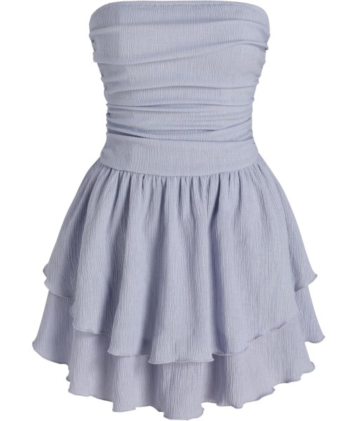 CIDER Women's Summer Cocktail Dress - Tube Ruched Ruffle Mini Dress