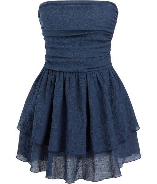 CIDER Women's Summer Cocktail Dress - Tube Ruched Ruffle Mini Dress
