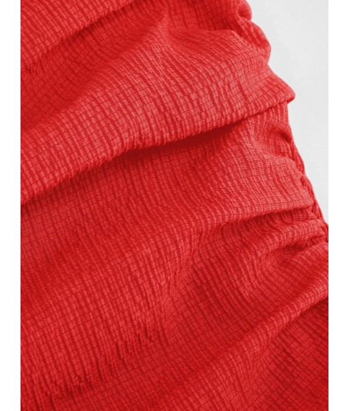 CIDER Women's Summer Cocktail Dress - Tube Ruched Ruffle Mini Dress