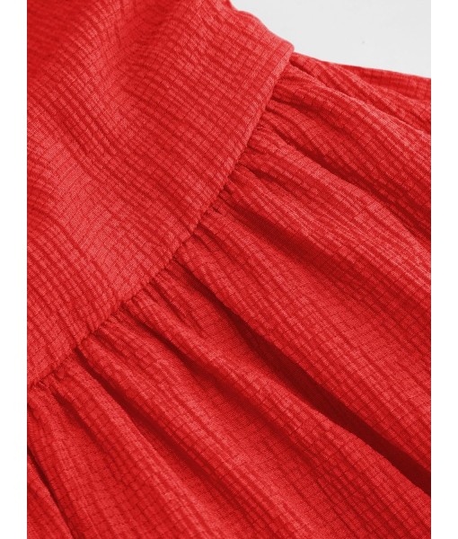 CIDER Women's Summer Cocktail Dress - Tube Ruched Ruffle Mini Dress