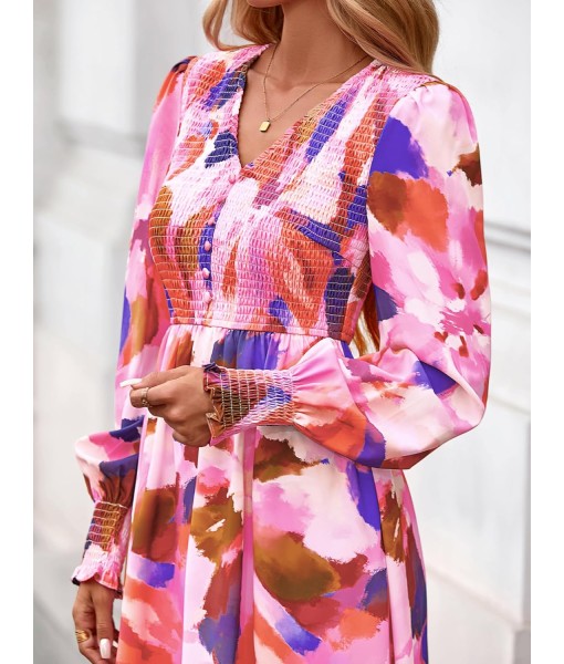 BTFBM Women Fall Wedding Guest Maxi Dresses 2025 Floral V Neck Long Sleeve Boho Long Dress Vacation