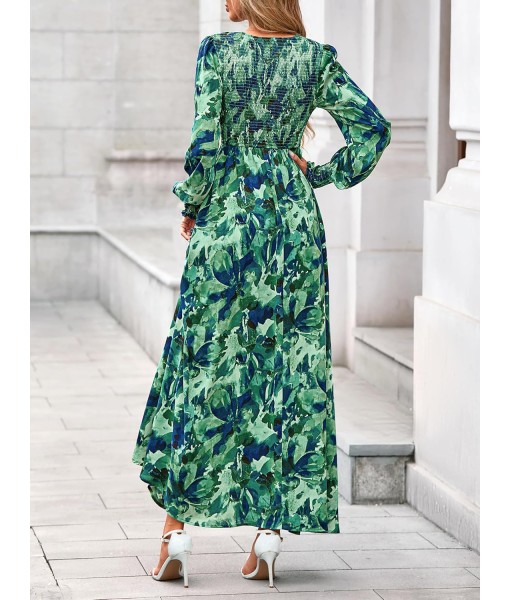 BTFBM Women Fall Wedding Guest Maxi Dresses 2025 Floral V Neck Long Sleeve Boho Long Dress Vacation