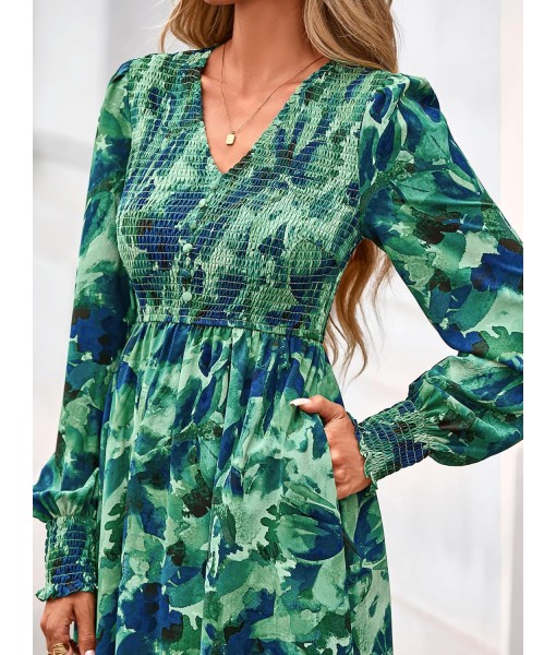 BTFBM Women Fall Wedding Guest Maxi Dresses 2025 Floral V Neck Long Sleeve Boho Long Dress Vacation