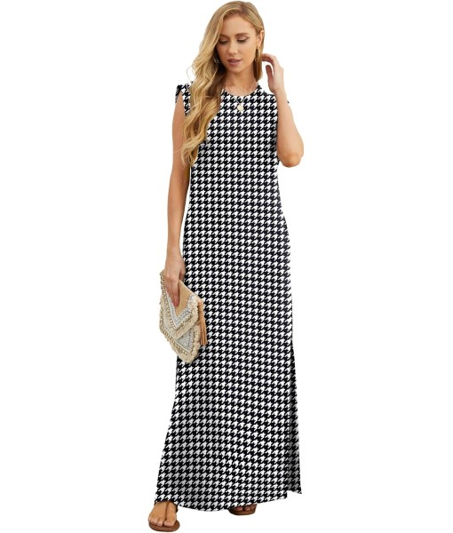 GRECERELLE 2025 Women Year-Round Casual Round Neck Loose Split Wrinkle-Free Long Maxi Vacation Dress with Pockets (XS-3XL)