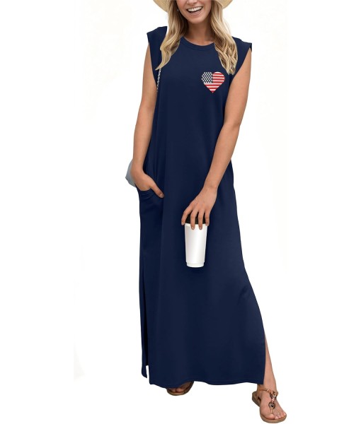 GRECERELLE 2025 Women Year-Round Casual Round Neck Loose Split Wrinkle-Free Long Maxi Vacation Dress with Pockets (XS-3XL)