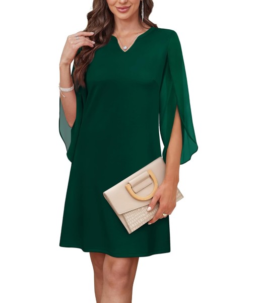 RUMIA Cocktail Dresses for Women Chiffon Sleeve Wedding Guest Dress (XS-3XL)