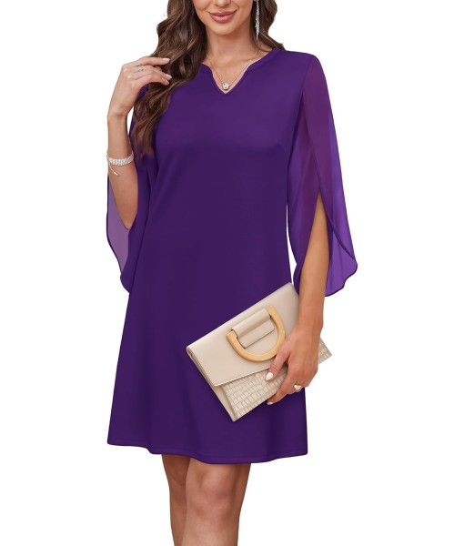 RUMIA Cocktail Dresses for Women Chiffon Sleeve Wedding Guest Dress (XS-3XL)