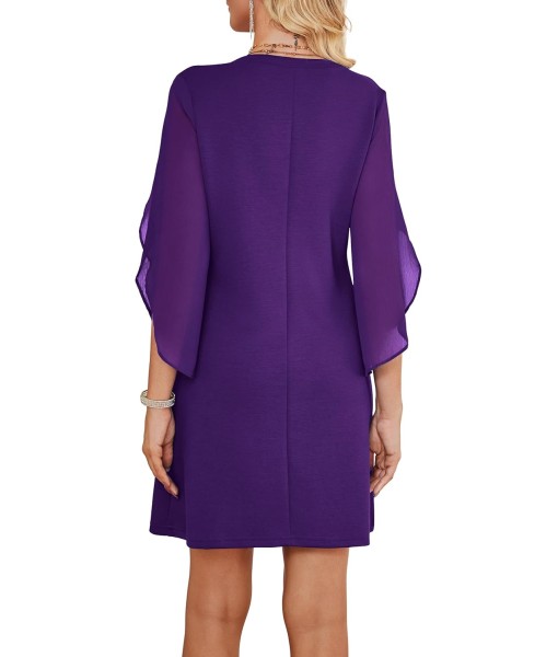 RUMIA Cocktail Dresses for Women Chiffon Sleeve Wedding Guest Dress (XS-3XL)