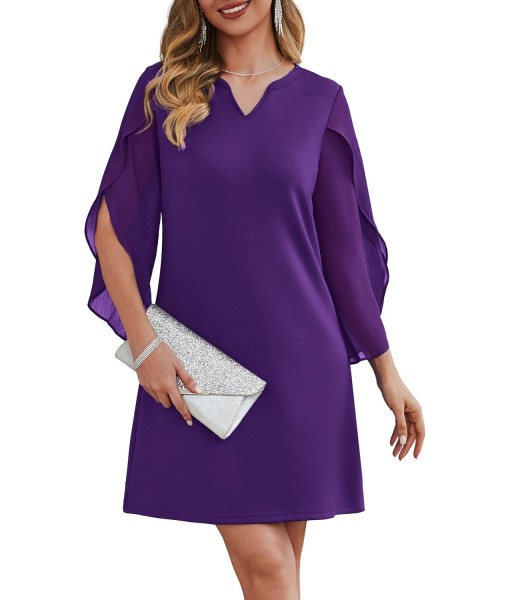 RUMIA Cocktail Dresses for Women Chiffon Sleeve Wedding Guest Dress (XS-3XL)