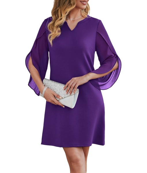 RUMIA Cocktail Dresses for Women Chiffon Sleeve Wedding Guest Dress (XS-3XL)