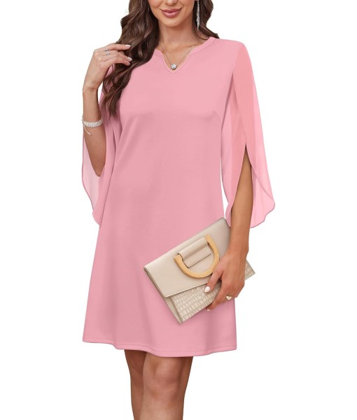 RUMIA Cocktail Dresses for Women Chiffon Sleeve Wedding Guest Dress (XS-3XL)