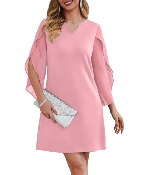 RUMIA Cocktail Dresses for Women Chiffon Sleeve Wedding Guest Dress (XS-3XL)
