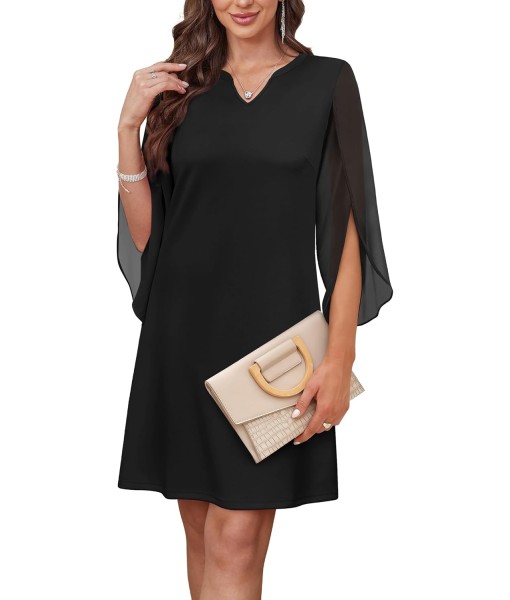 RUMIA Cocktail Dresses for Women Chiffon Sleeve Wedding Guest Dress (XS-3XL)