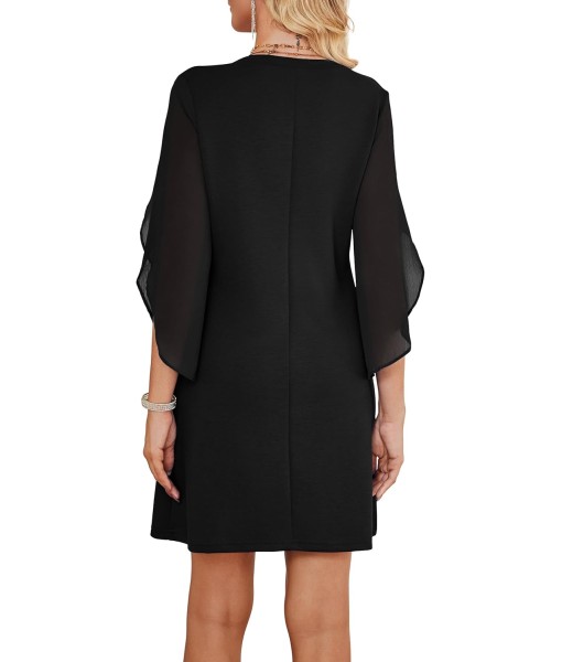 RUMIA Cocktail Dresses for Women Chiffon Sleeve Wedding Guest Dress (XS-3XL)