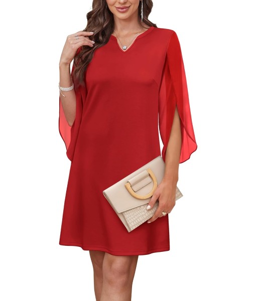 RUMIA Cocktail Dresses for Women Chiffon Sleeve Wedding Guest Dress (XS-3XL)