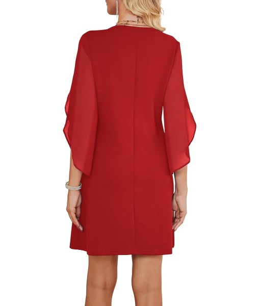 RUMIA Cocktail Dresses for Women Chiffon Sleeve Wedding Guest Dress (XS-3XL)