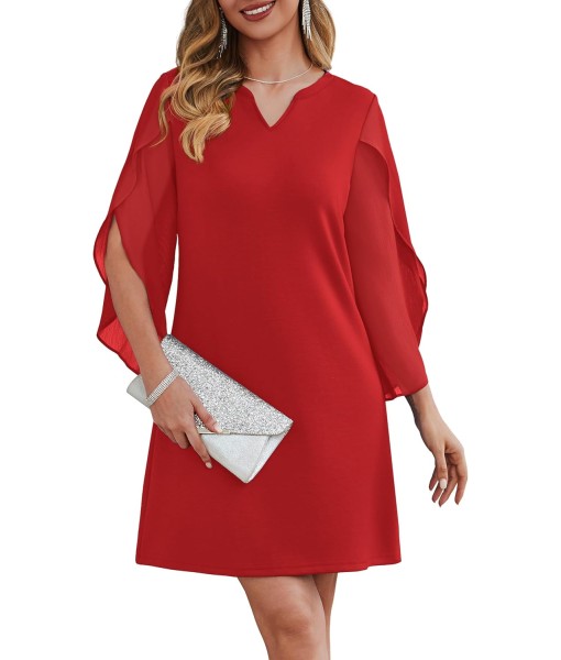 RUMIA Cocktail Dresses for Women Chiffon Sleeve Wedding Guest Dress (XS-3XL)