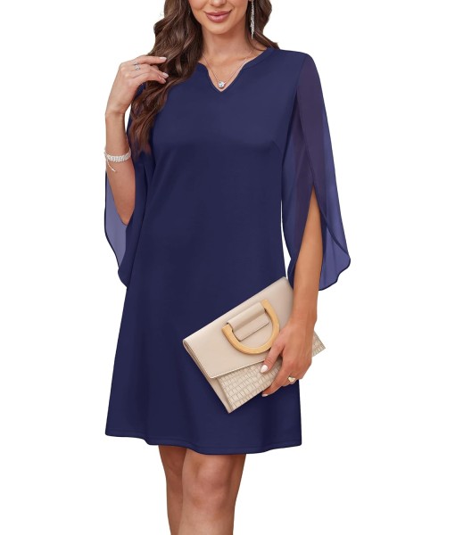 RUMIA Cocktail Dresses for Women Chiffon Sleeve Wedding Guest Dress (XS-3XL)