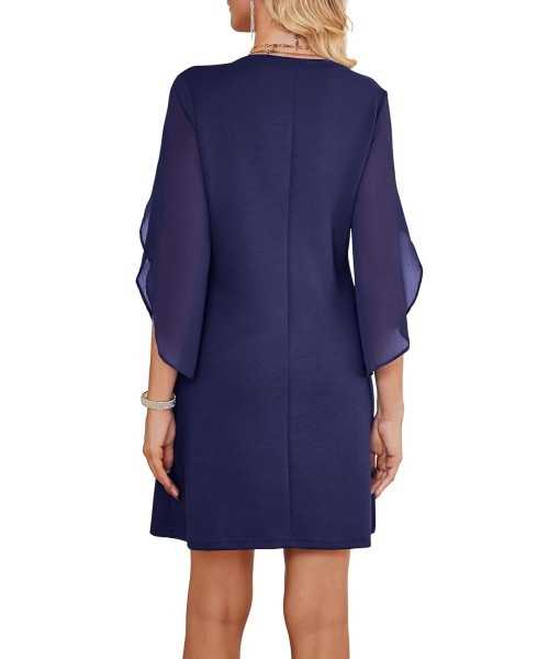 RUMIA Cocktail Dresses for Women Chiffon Sleeve Wedding Guest Dress (XS-3XL)