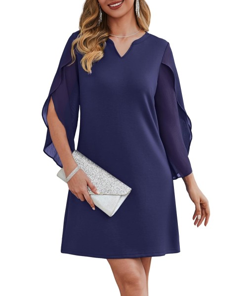 RUMIA Cocktail Dresses for Women Chiffon Sleeve Wedding Guest Dress (XS-3XL)